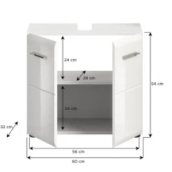 Merkloos Hioshop Ice wastafel 2 deuren wit hoogglans- wit Discount