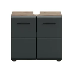 Merkloos Hioshop Ice wastafel 2 deuren zwart mat- eiken decor Sale