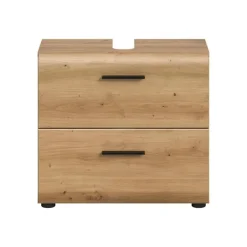 Merkloos Hioshop Ice wastafel 2 lades eiken decor Clearance