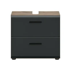 Merkloos Hioshop Ice wastafel 2 lades zwart mat- eiken decor Clearance