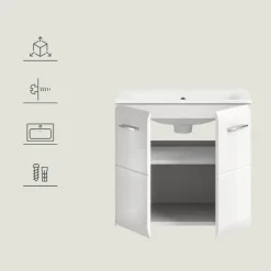 Merkloos Hioshop Ice wastafel inclusief was 2 deuren wit hoogglans- wit