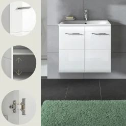 Merkloos Hioshop Ice wastafel inclusief was 2 deuren wit hoogglans- wit