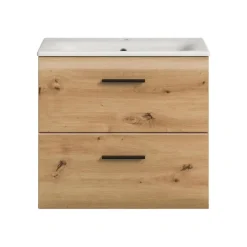 Merkloos Hioshop Ice wastafel inclusief was 2 lades eiken decor Best