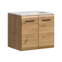 Merkloos Hioshop Ice wastafel inclusief was 2 deuren eiken decor New