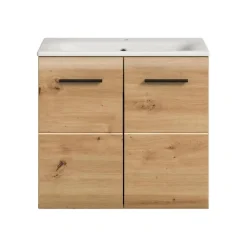 Merkloos Hioshop Ice wastafel inclusief was 2 deuren eiken decor New