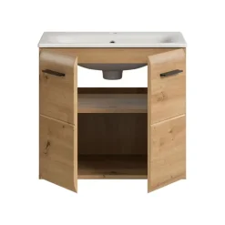 Merkloos Hioshop Ice wastafel inclusief was 2 deuren eiken decor New