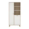 Hioshop Ikast vitrinekast 2 deuren- 3 planken eiken decor- wit Sale