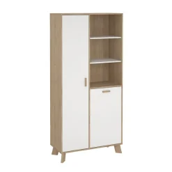 Hioshop Ikast vitrinekast 2 deuren- 3 planken eiken decor- wit Sale