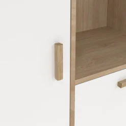 Hioshop Ikast vitrinekast 2 deuren- 3 planken eiken decor- wit Sale