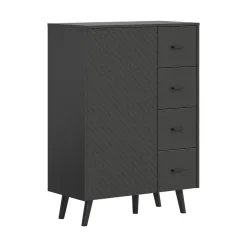Hioshop Linea dressoir 4 laden 1 deur mat grijs Discount