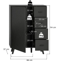 Hioshop Linea dressoir 4 laden 1 deur mat grijs Discount