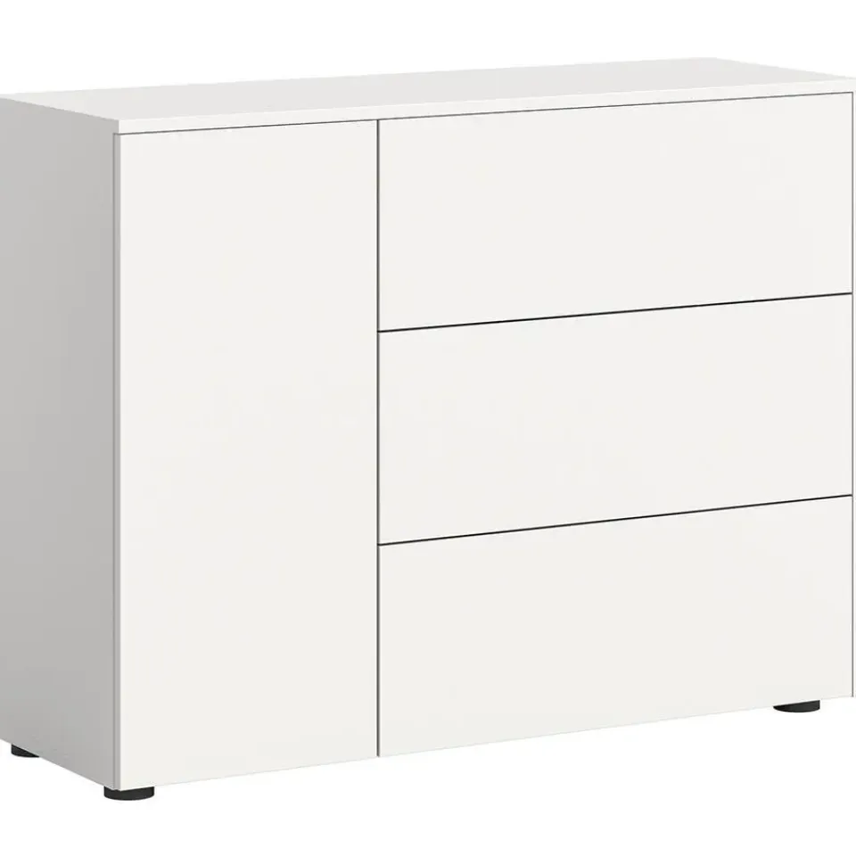 Hioshop Loft dressoir 3 laden 1 deur wit New