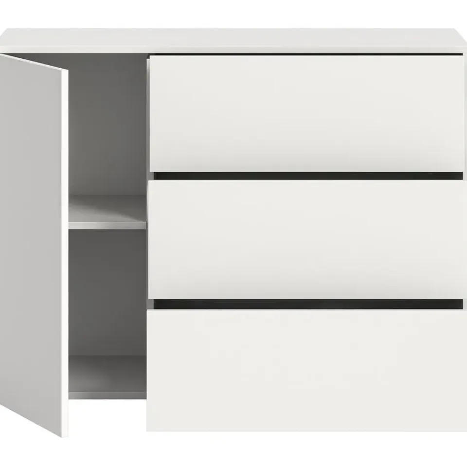 Hioshop Loft dressoir 3 laden 1 deur wit New