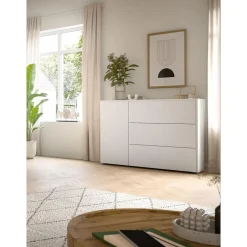 Hioshop Loft dressoir 3 laden 1 deur wit New