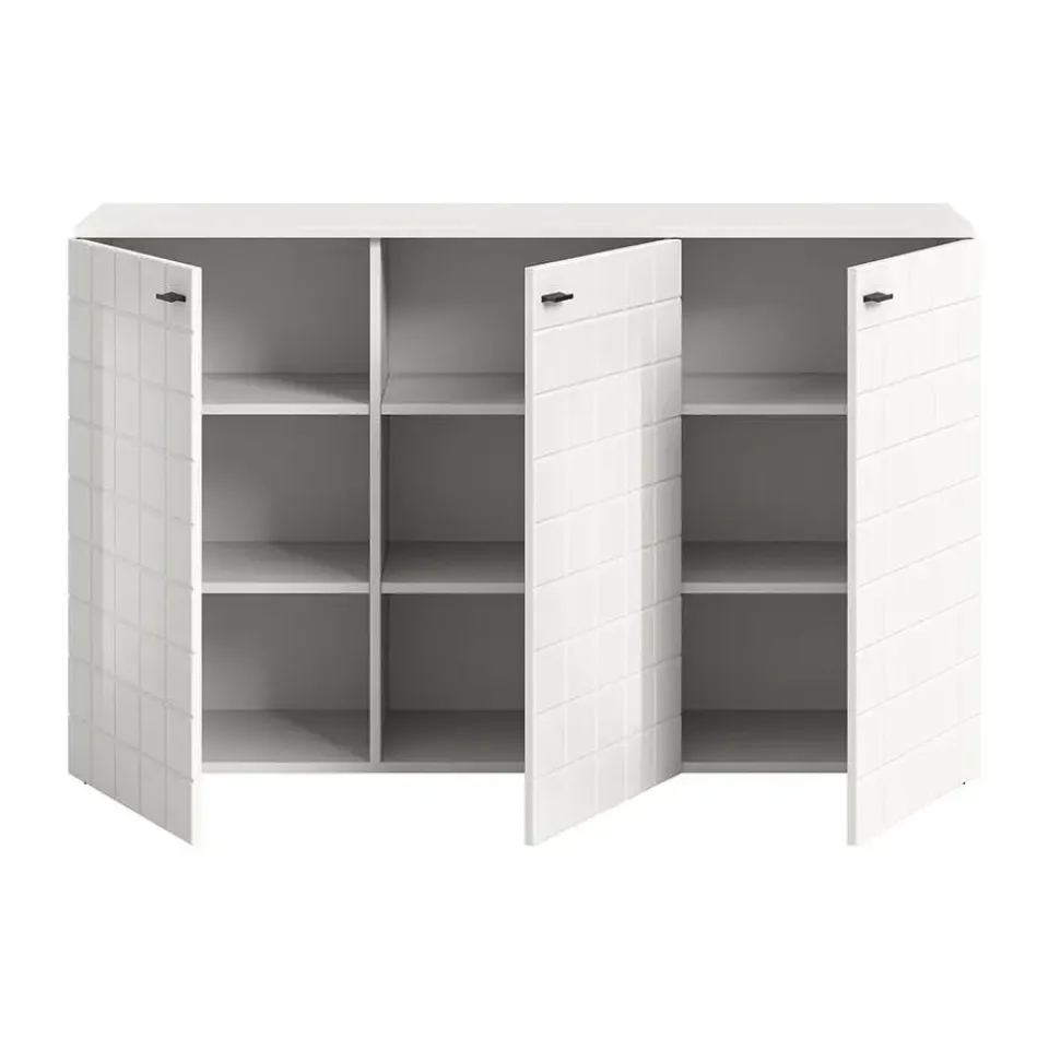 Hioshop Monte dressoir 3 deuren wit hoogglans