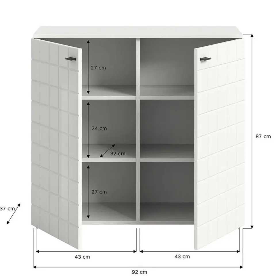 Hioshop Monte dressoir 2 deuren wit hoogglans Online