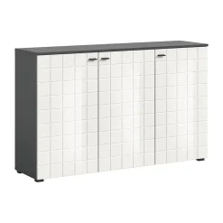 Hioshop Monte dressoir 3 deuren wit hoogglans New