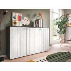 Hioshop Monte dressoir 3 deuren wit hoogglans New