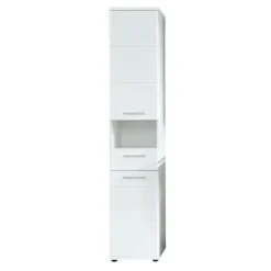 Hioshop Monte kolomkast 2 deuren- 1 lade- 1 open vak wit- wit hoogglans Clearance