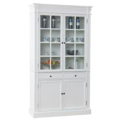 Hioshop Mozart 2-deurs vitrinekast in antiek wit- antiek gepatineerd Breedte