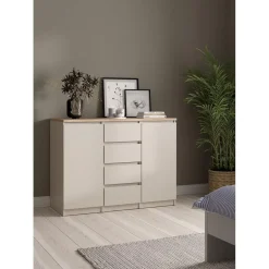 Hioshop Naia dressoir 2 deuren 4 lades eikdecor