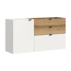 Merkloos Hioshop Naro dressoir wandgemonteerd 1 deur- 1 vouwdeur- 1 plank- 2 lades wit Clearance