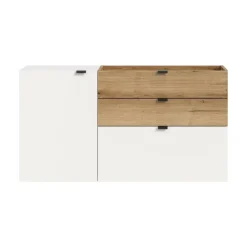 Merkloos Hioshop Naro dressoir wandgemonteerd 1 deur- 1 vouwdeur- 1 plank- 2 lades wit Clearance