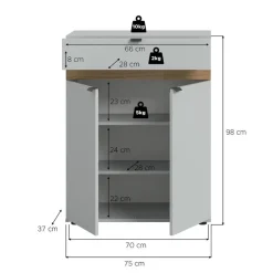 Merkloos Hioshop Naro schoenenkast 2 deuren- 1 lade grijs Best