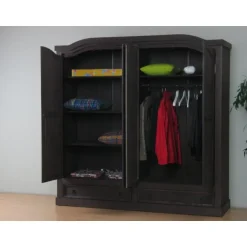 Hioshop New Mexico 4-deurs kledingkast bruin met spiegel Clearance