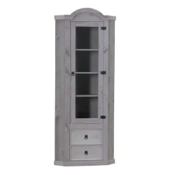 Hioshop New Mexico hoekkast hoekvitrine grijs grenen Clearance