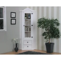 Hioshop New Mexico hoekkast vitrine wit grenen Hot