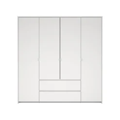 Hioshop Next kledingkast 4 deuren 2 lades 197x200cm wit Outlet