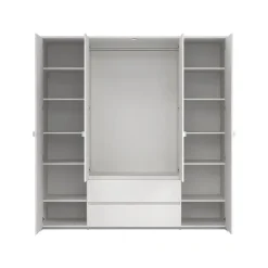 Hioshop Next kledingkast 4 deuren 2 lades 197x200cm wit Outlet