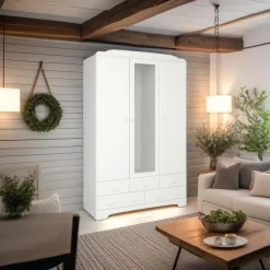 Hioshop Nilon kledingkast 3 deuren 5 laden wit Hot