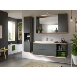 Merkloos Hioshop Nuaro badkamerkast wandgemonteerd 2 deuren grijs New