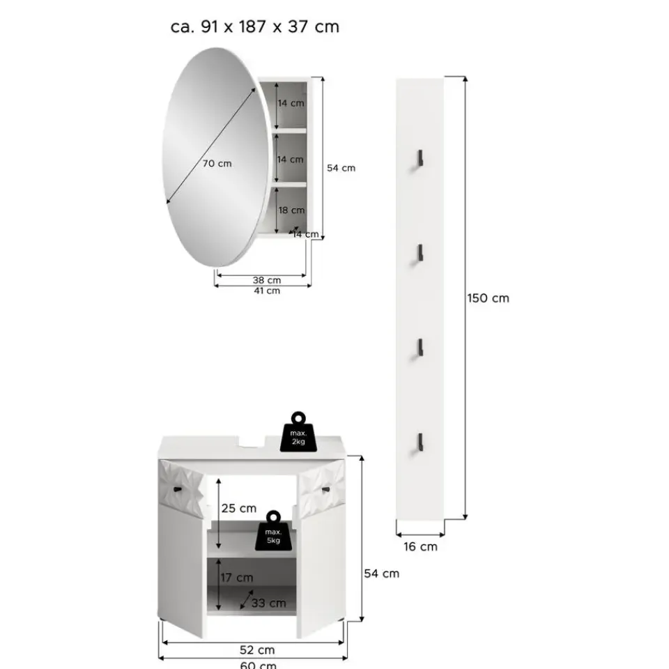 Merkloos Hioshop Prisma badkamer P5 wit Discount