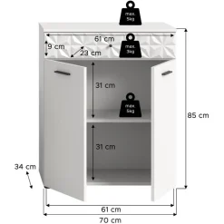 Merkloos Hioshop Prisma badkamerkast 2 deuren- 1 lade wit Online