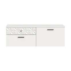 Merkloos Hioshop Prisma schoenenkast 2 schuifdeuren- 1 vouwdeur- 2 lades- 1 plank wit Outlet