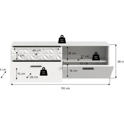 Merkloos Hioshop Prisma schoenenkast 2 schuifdeuren- 1 vouwdeur- 2 lades- 1 plank wit Outlet