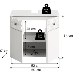 Merkloos Hioshop Prisma wastafel 2 deuren wit Discount