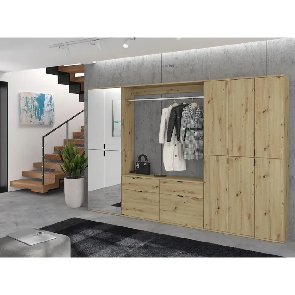 Hioshop ProjektX kledingkast 4 deuren eiken decor New