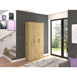 Hioshop ProjektX kledingkast 4 deuren eiken decor New