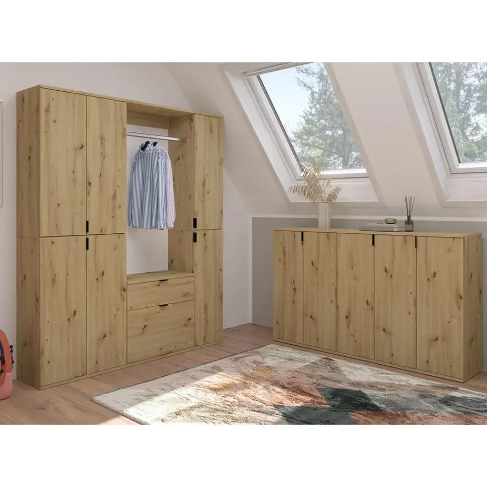 Hioshop ProjektX kommode 2+2 deuren 4 deuren eiken decor