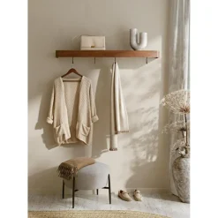 Merkloos Hioshop Protopia Dan-Form wandplank met haken 9 haken fineer walnoot Discount