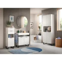 Merkloos Hioshop Riff wastafel 2 deuren wit Discount