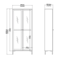 Hioshop Roma vitrinekast 2 deuren wit