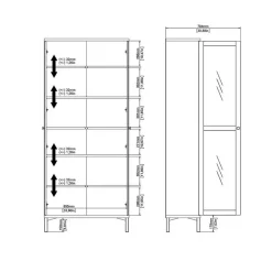 Hioshop Roma vitrinekast 2 deuren wit