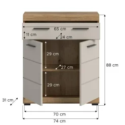 Merkloos Hioshop Scout badkamerkast 2 deuren- 1 lade kasjmier decor mat- eiken decor Best