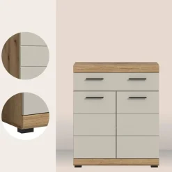 Merkloos Hioshop Scout badkamerkast 2 deuren- 1 lade kasjmier decor mat- eiken decor Best