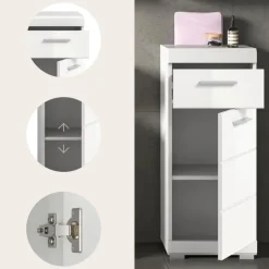 Merkloos Hioshop Scout badkamerkast 1 deur- 1 lade wit hoogglans- wit Hot